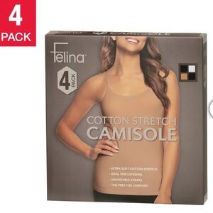 NWT Felina Camisoles 4 Pack Set XL Adjustable Straps Base Tank Top Spaghetti NEW